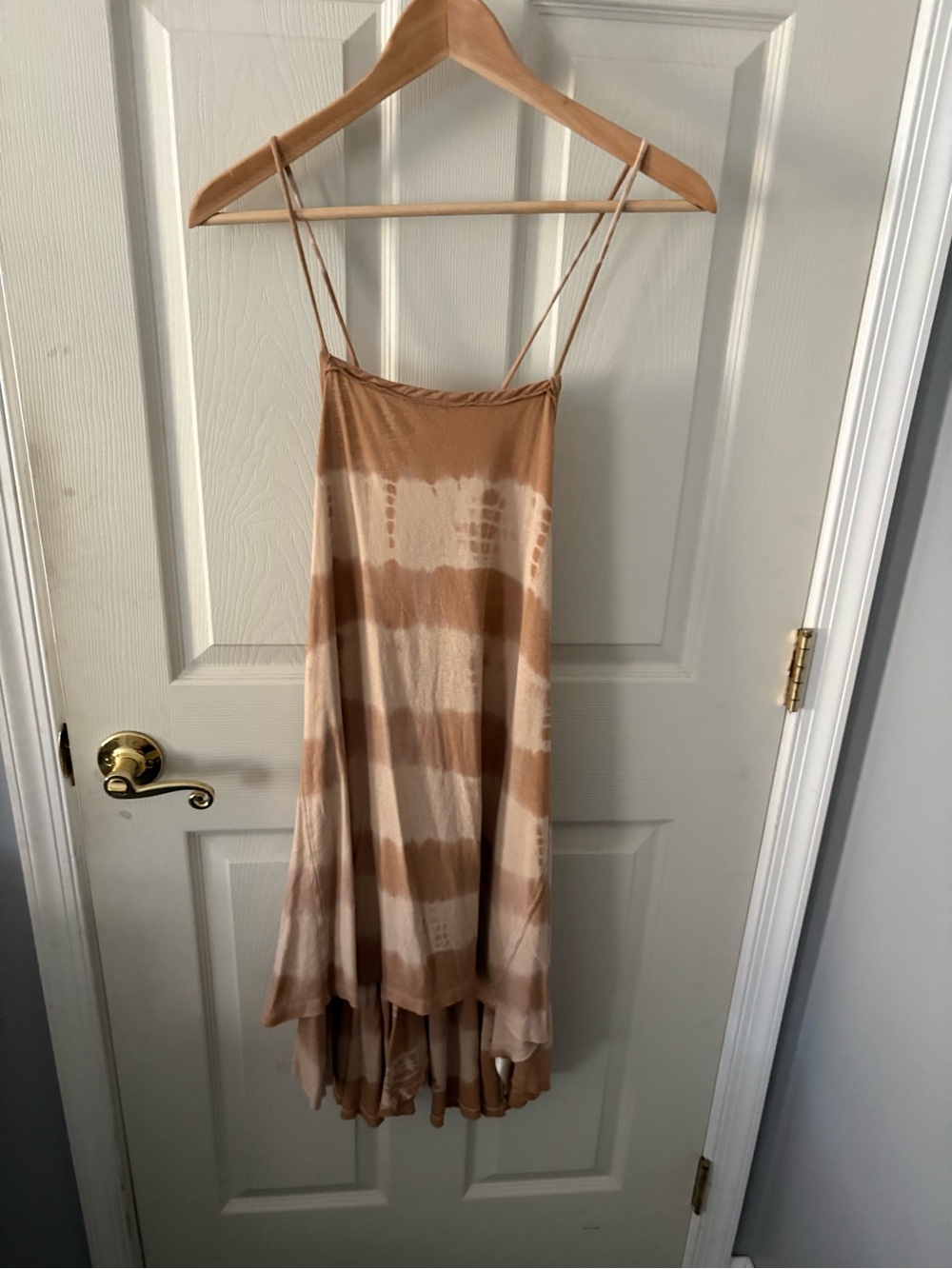 Free People We The Free Seashell Tunic Dress Beige Tie Dye Boho Indie Size Small